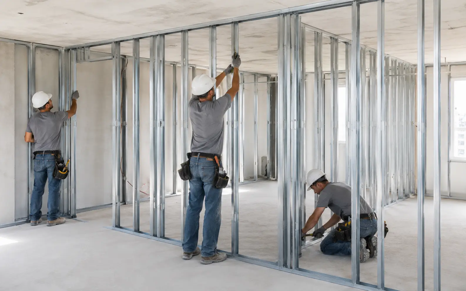 Equipe técnica da SteelSert realizando montagem e acabamento
